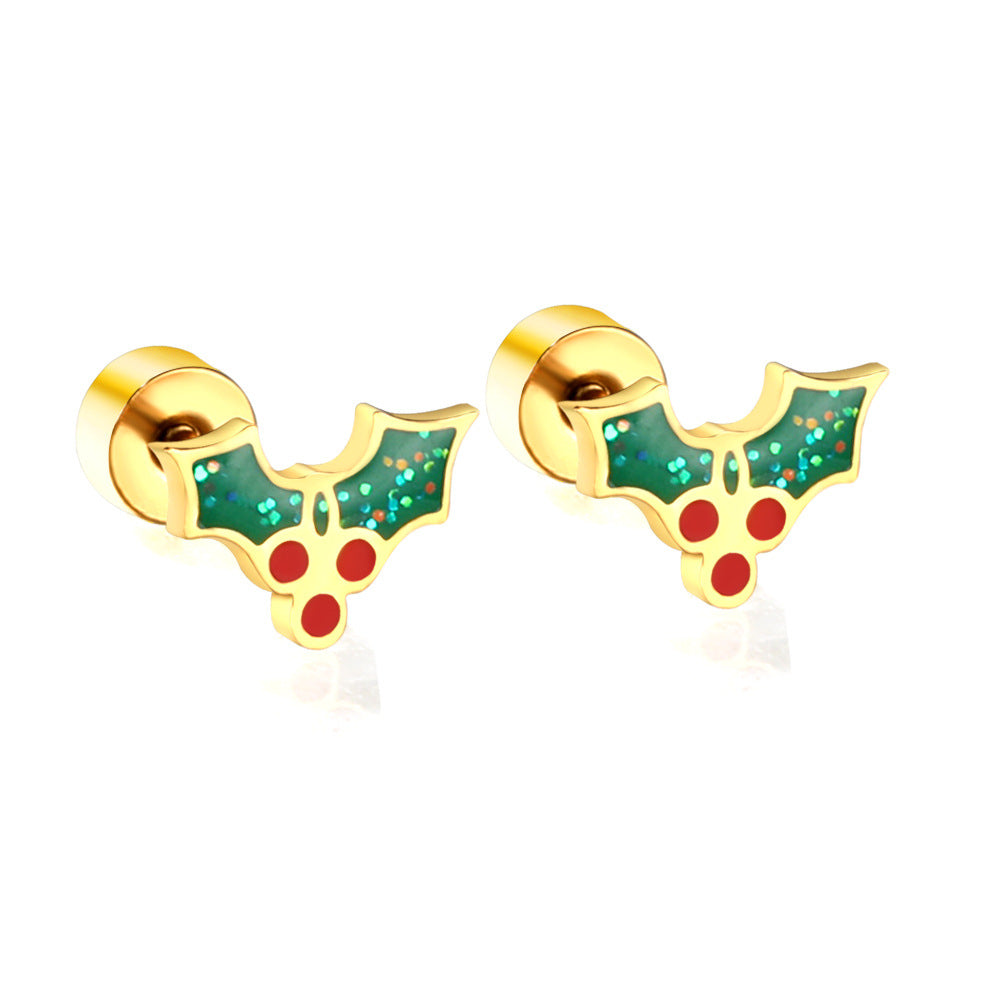 Wholesale Christmas stainless steel Christmas tree earrings
